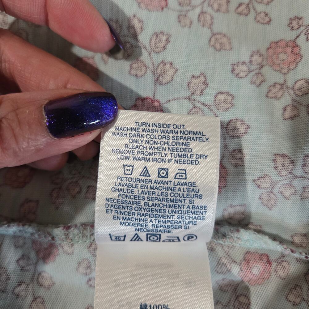 Lands End Womens Relaxed Fit V Neck Floral Long Sleeve Tee Top Size 1XP 16W-18W - Picture 9 of 12